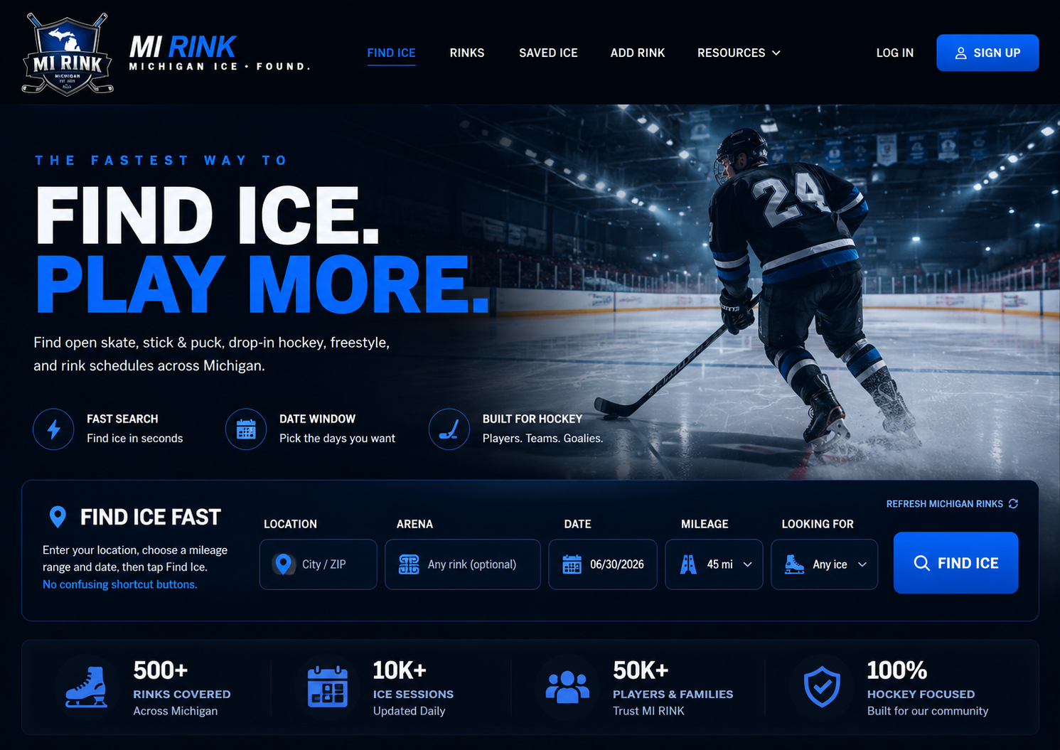 MI RINK Find Ice Play More hero